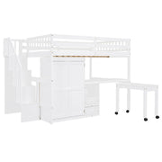 Loft Bed With Stairs, Bookshelf, Drawers, Desk & Wardrobe, Space Saving Multifunctional Furniture - R&R Furniture Gallery (Fountain Valley, CA)