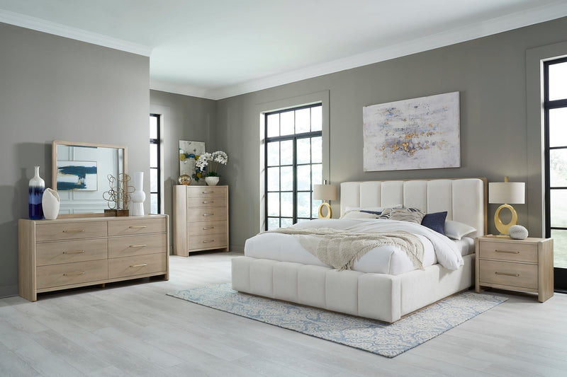 Gardenia Five Drawer Oak Wood Chest in Chai