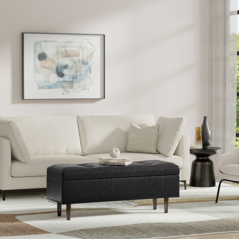Shay - Large Square Coffee Table Storage Ottoman Mid-Century Style - R&R Furniture Gallery (Fountain Valley, CA)
