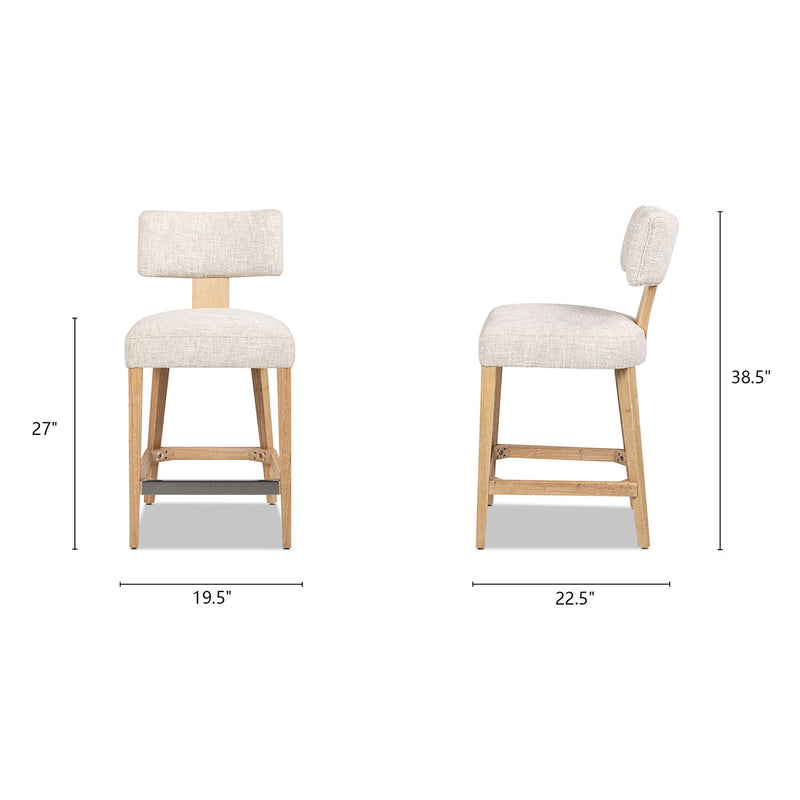 Penny - Round Arched Upholstered Counter Stool (Set of 2) - Travertine Beige - R&R Furniture Gallery (Fountain Valley, CA)