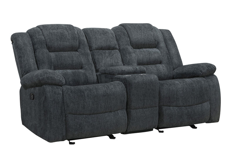 Bolton - Glider Reclining Console Loveseat - Misty Storm - R&R Furniture Gallery (Fountain Valley, CA)
