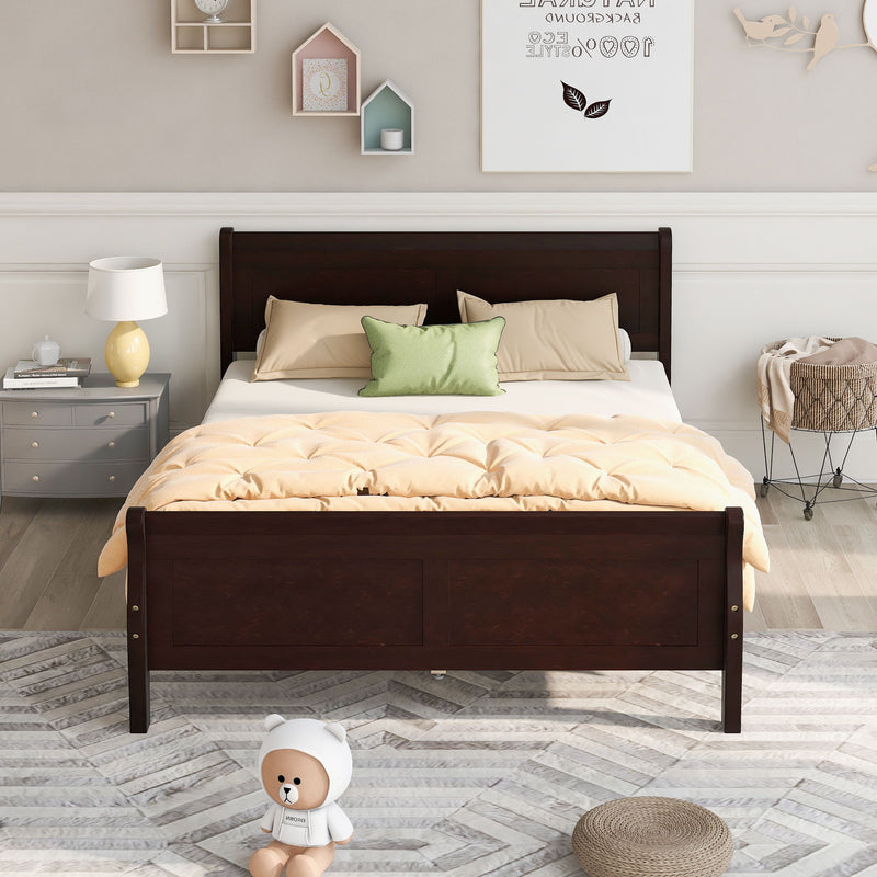 Platform Bed Frame Mattress Foundation Sleigh Bed With Headboard / Footboard / Wood Slat Suppor - R&R Furniture Gallery (Fountain Valley, CA)
