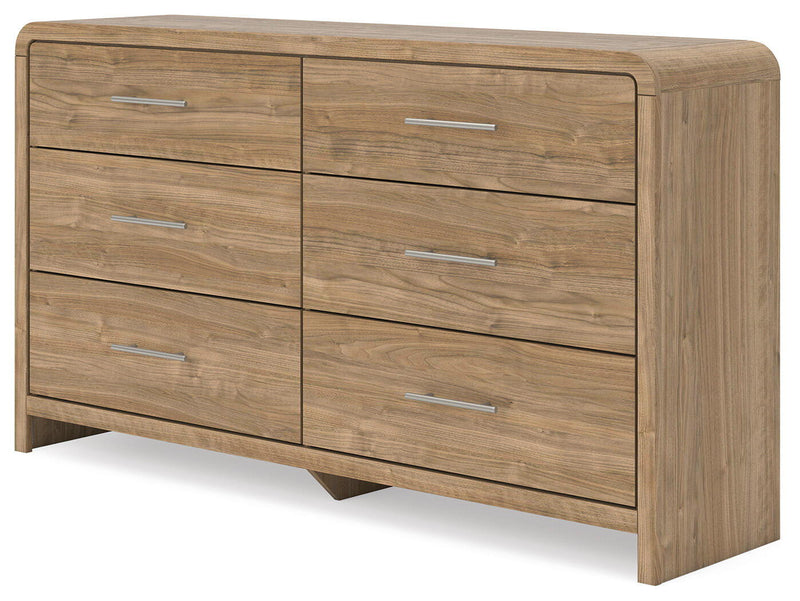 Signature Design by Ashley Six Drawer Dresser with sleek wood finish and modern handles, showcasing its spacious storage drawers.
