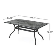Outdoor Aluminum Dining Table With Lattice Design And Center Umbrella Hole - Black - R&R Furniture Gallery (Fountain Valley, CA)