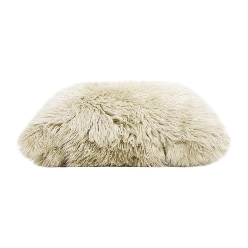 Astrid - Square New Zealand Sheepskin Accent Throw Pillow Cover With Feather Insert - Taupe / Natural - R&R Furniture Gallery (Fountain Valley, CA)
