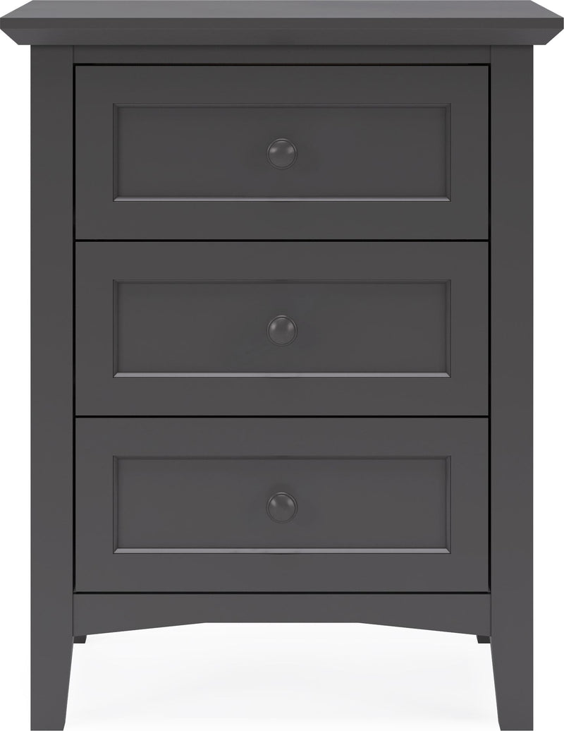 Grace Three Drawer Nightstand in Raven Black