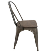 Set of two Lumi Source Oregon Industrial Farmhouse stackable dining chairs with metal frames and wooden seats.