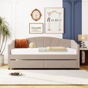 Upholstered Daybed With Two Drawers And Wood Slat - R&R Furniture Gallery (Fountain Valley, CA)