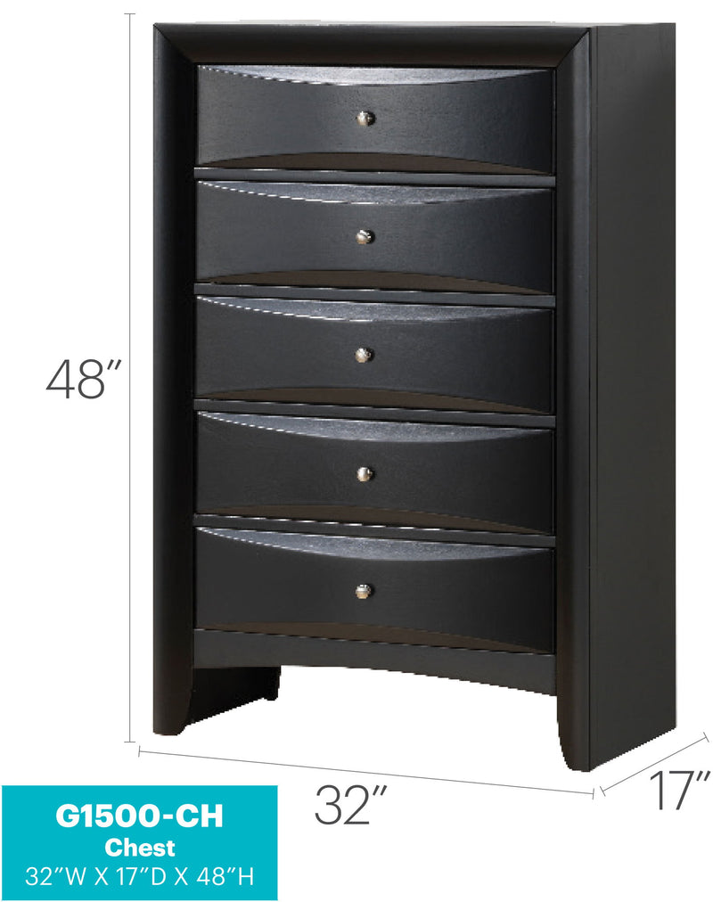 Glory Furniture Marilla accent chest with wooden finish and decorative drawer handles, showcasing a stylish storage piece.