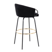 Pair of Lumi Source Claire contemporary glam barstools with footrests, featuring sleek modern design and upholstered seats.