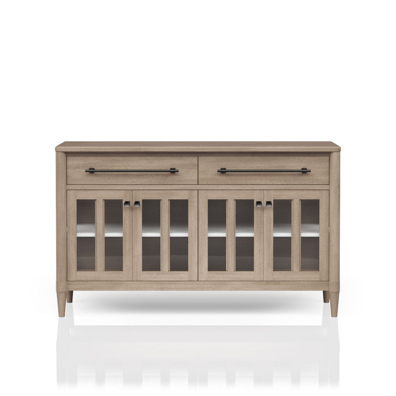Power Ready - Buffet With Glass Cabinet Doors - Sand - R&R Furniture Gallery (Fountain Valley, CA)
