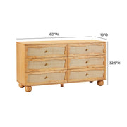 Grappa - Wood & Rattan Wavy Dresser - Natural - R&R Furniture Gallery (Fountain Valley, CA)