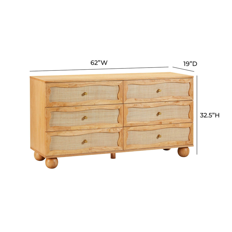 Grappa - Wood & Rattan Wavy Dresser - Natural - R&R Furniture Gallery (Fountain Valley, CA)