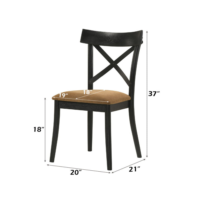 Hillary - Side Chair (Set of 2) - Brown Leather Aire, Walnut & Black - R&R Furniture Gallery (Fountain Valley, CA)