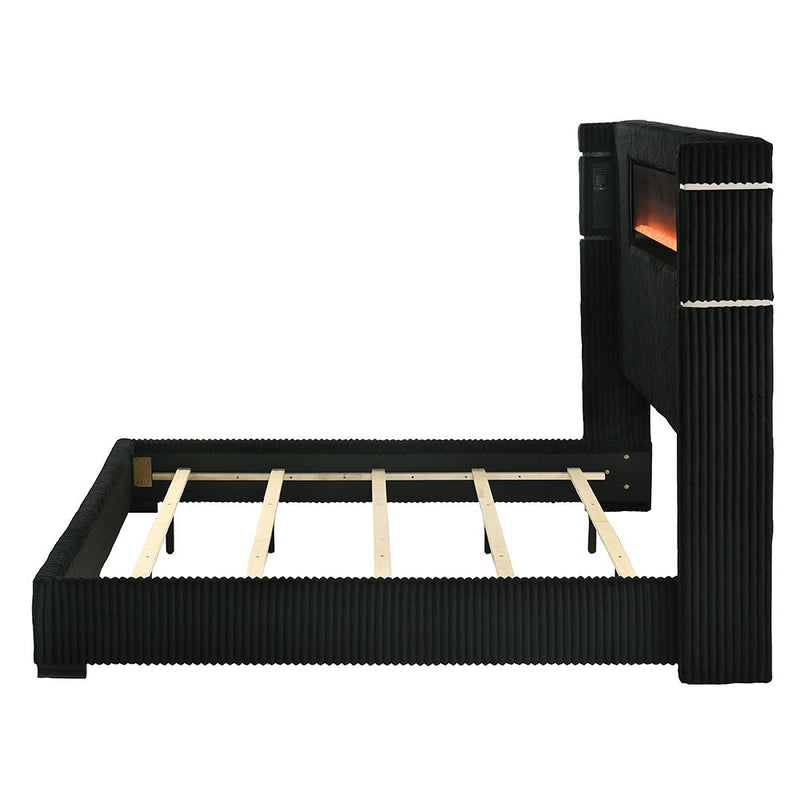 Garner - Bed With Fireplace, LED, Reading Light, Speaker, Bluetooth & USB - R&R Furniture Gallery (Fountain Valley, CA)
