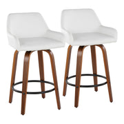 Pair of Lumi Source Daniella contemporary fixed height counter stools with swivel, round footrests, and modern design.