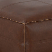 Simpli-Home Brody large square coffee table pouf in neutral fabric, versatile accent piece for living room seating or decor.