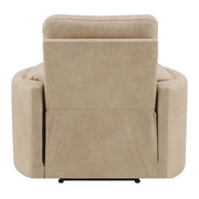 Elison - Motion Glider Recliner With Swivel - Dark Beige Polish Microfiber - R&R Furniture Gallery (Fountain Valley, CA)