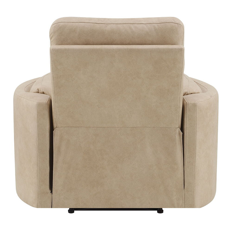 Elison - Motion Glider Recliner With Swivel - Dark Beige Polish Microfiber - R&R Furniture Gallery (Fountain Valley, CA)