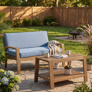 2 Piece Outdoor Conversation Set (Loveseat & Coffee Table With Water-Resistant Cushions) - R&R Furniture Gallery (Fountain Valley, CA)
