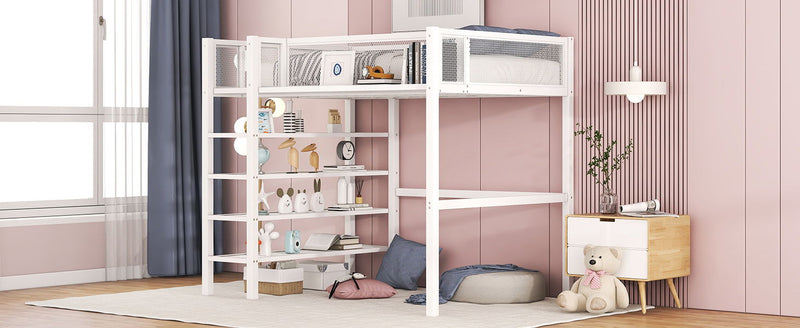 Loft Bed With 4 Tier Shelves And Storage - R&R Furniture Gallery (Fountain Valley, CA)