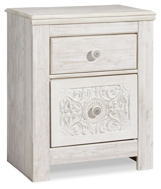 Paxberry - Two Drawer Night Stand - Whitewash - R&R Furniture Gallery (Fountain Valley, CA)