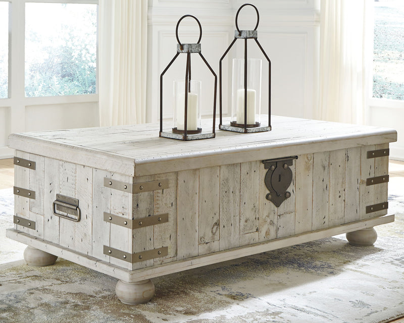 Carynhurst - Lift Top Cocktail Table - White Wash Gray - R&R Furniture Gallery (Fountain Valley, CA)