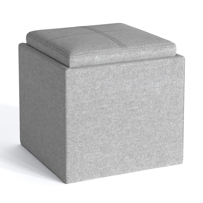 Rockwood - Upholstered Cube Storage Ottoman With Tray - R&R Furniture Gallery (Fountain Valley, CA)