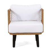 Outdoor Wicker Club Chair With Water Resistant Cushion - Brown - R&R Furniture Gallery (Fountain Valley, CA)