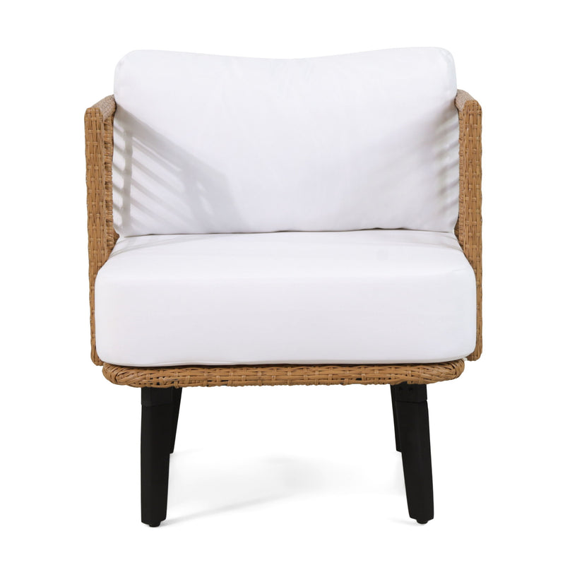 Outdoor Wicker Club Chair With Water Resistant Cushion - Brown - R&R Furniture Gallery (Fountain Valley, CA)