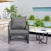 Modern Curved Aluminum Lounge Chair With Stylish Rope Weave Design And Cushioned Comfort For Outdoor - R&R Furniture Gallery (Fountain Valley, CA)