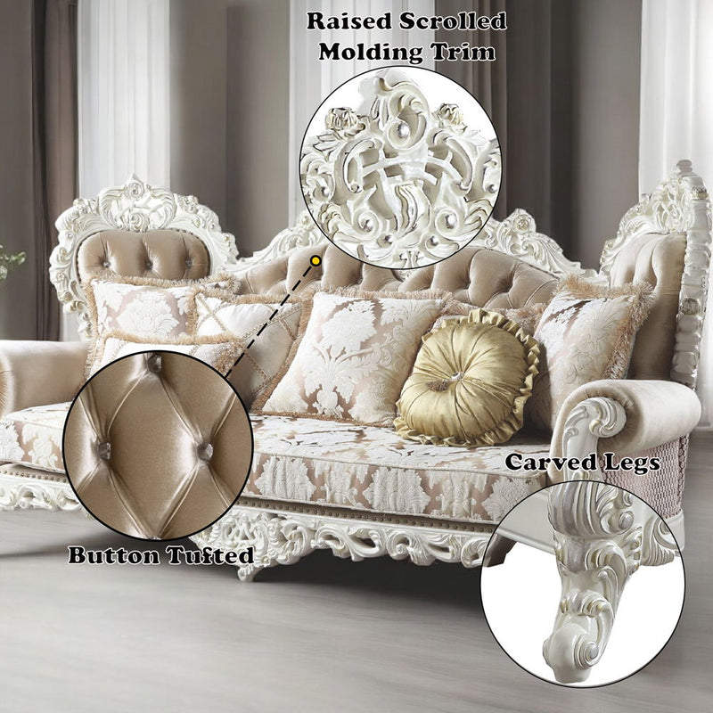 Vanaheim - Sofa With 7 Pillows - Fabric & Antique White - R&R Furniture Gallery (Fountain Valley, CA)