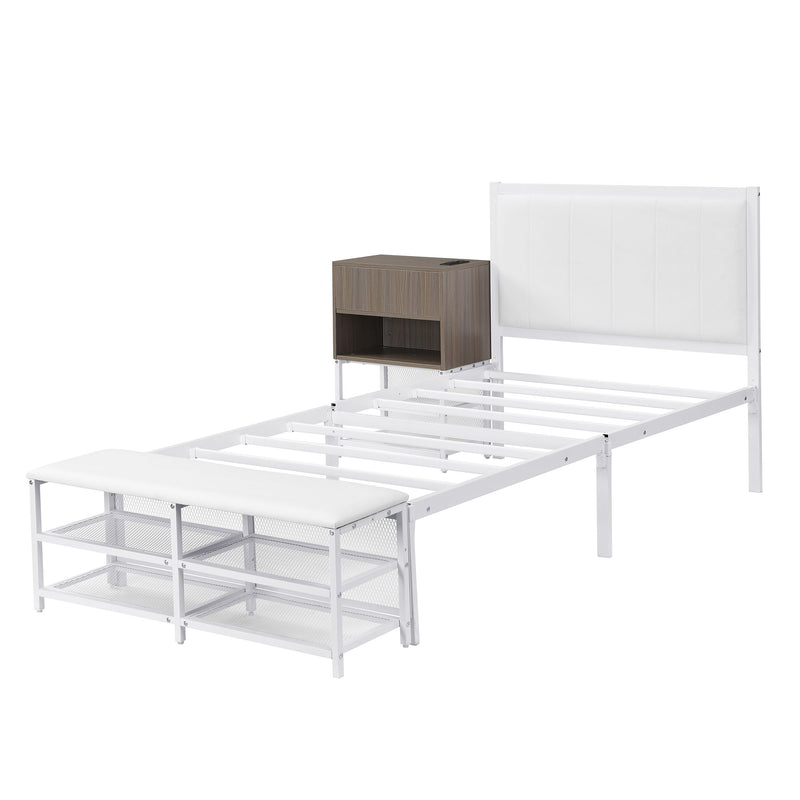 Platform Bed With 2 Tier Storage Shelves, Storage Cabinet - R&R Furniture Gallery (Fountain Valley, CA)