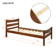 DreamHaus twin size platform bed with headboard and wooden slat support, showcasing its sturdy frame and modern design.
