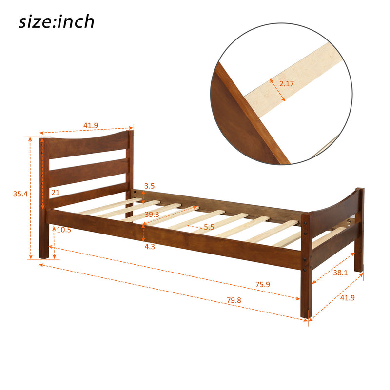 DreamHaus twin size platform bed with headboard and wooden slat support, showcasing its sturdy frame and modern design.