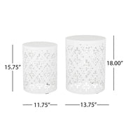 Modern outdoor metal end table by Noble House with sleek design and sturdy construction, perfect for patio or garden use.