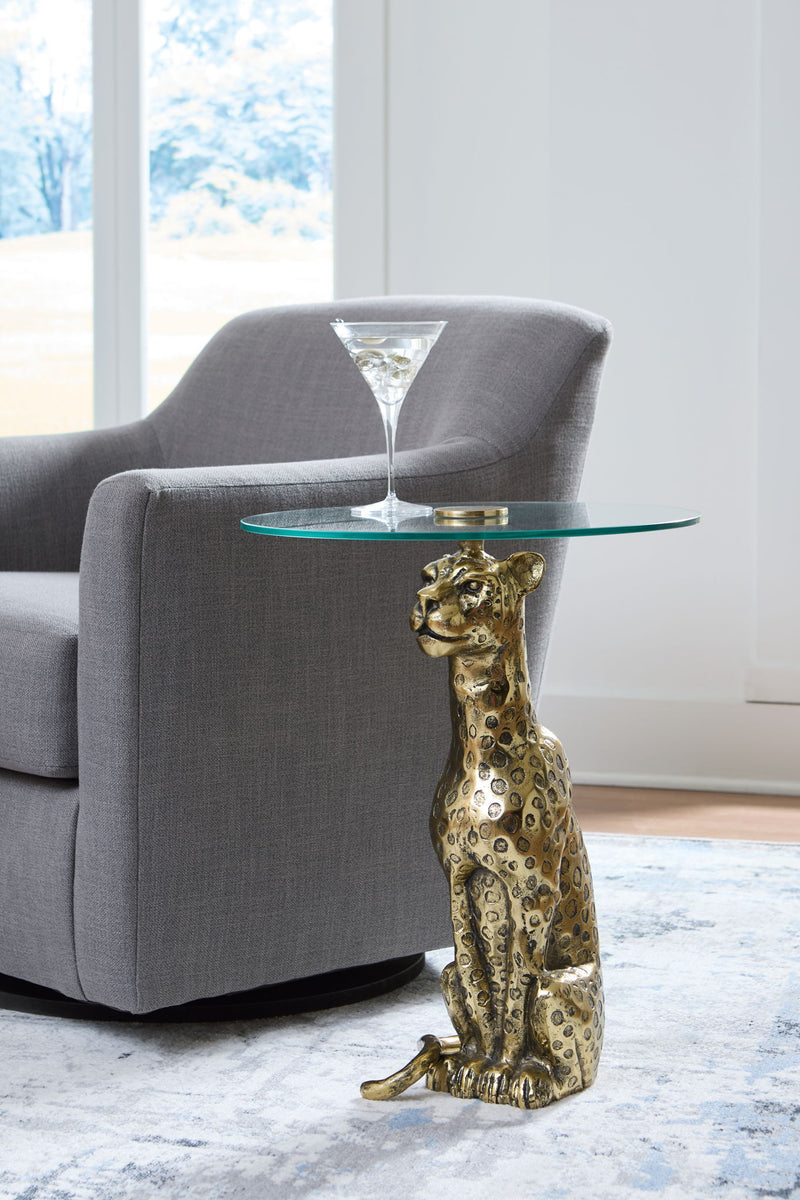 Vallain - Accent Table - Antique Gold Finish - R&R Furniture Gallery (Fountain Valley, CA)