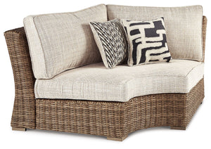 Beachcroft - Curved Corner Chair w/Cushion - Beige - R&R Furniture Gallery (Fountain Valley, CA)