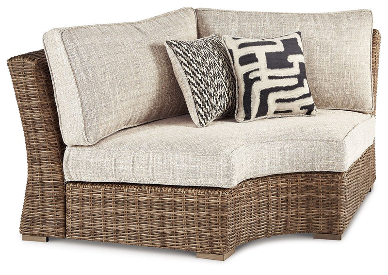 Beachcroft - Curved Corner Chair w/Cushion - Beige - R&R Furniture Gallery (Fountain Valley, CA)