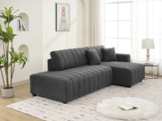 Urban Retreats Jessica lamb wool sectional sofa with chaise, stationary design showcasing plush upholstery and modern style.
