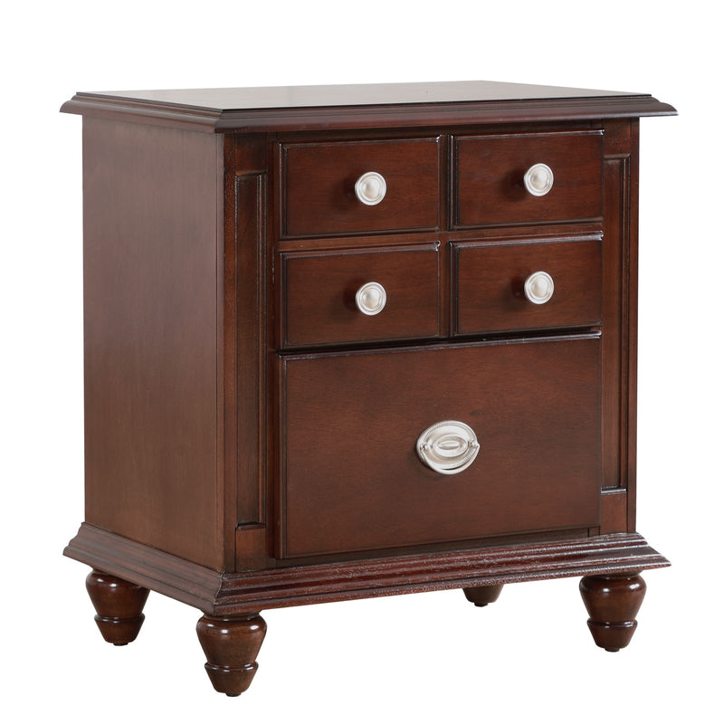 Glory Furniture Summit cappuccino accent nightstand with a sleek design and single drawer for bedroom storage.