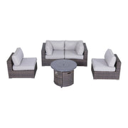 Wicker Outdoor Lounge Set With Cushions And Fire Pit - R&R Furniture Gallery (Fountain Valley, CA)