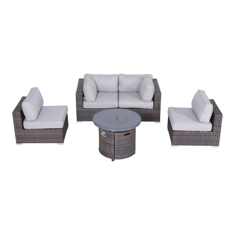 Wicker Outdoor Lounge Set With Cushions And Fire Pit - R&R Furniture Gallery (Fountain Valley, CA)