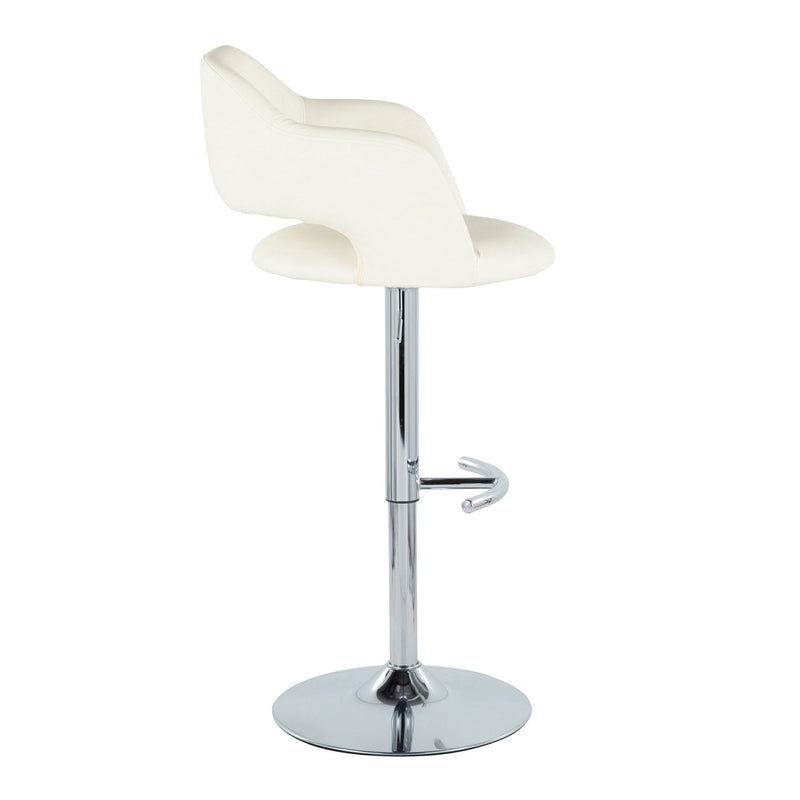 Set of 2 Lumi Source Margarite contemporary adjustable barstools with swivel and rounded T footrest, showcasing modern design and black finish.