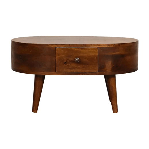 Mini Rounded Coffee Table - Chestnut - R&R Furniture Gallery (Fountain Valley, CA)