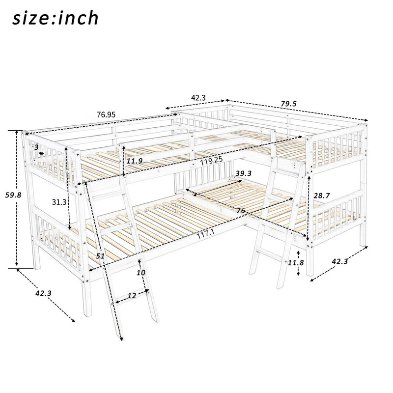 L Shaped Bunk Bed With Ladder - R&R Furniture Gallery (Fountain Valley, CA)