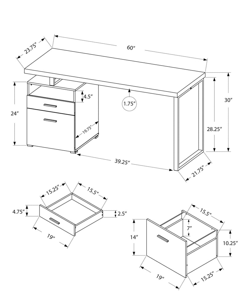 Computer Desk For Home Office, Laptop, Left Right Set - Up, Storage Drawers, Contemporary & Modern - R&R Furniture Gallery (Fountain Valley, CA)