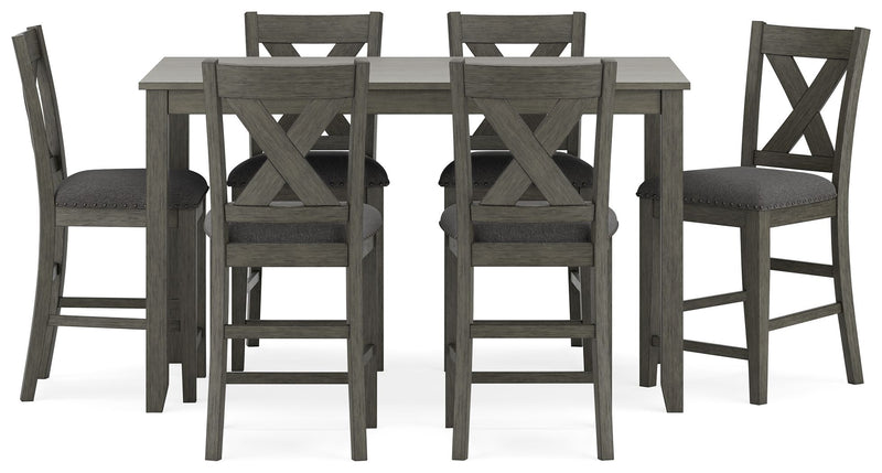 Caitbrook - Rect Drm Counter Table Set (Set of 7) - Gray - R&R Furniture Gallery (Fountain Valley, CA)