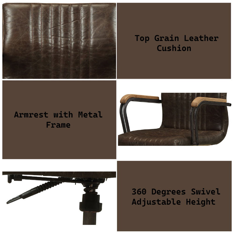 Joslin - Office Chair - Distress Chocolate Top Grain Leather - R&R Furniture Gallery (Fountain Valley, CA)