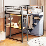 Loft Bed With Desk, Shelves, Power Outlet, LED Light And Wardrobe - R&R Furniture Gallery (Fountain Valley, CA)